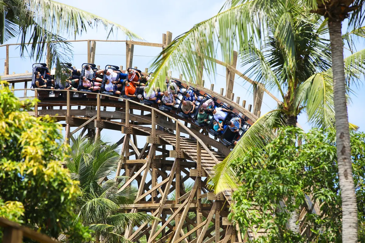 A wooden roller coaster in the park on Hon Thom